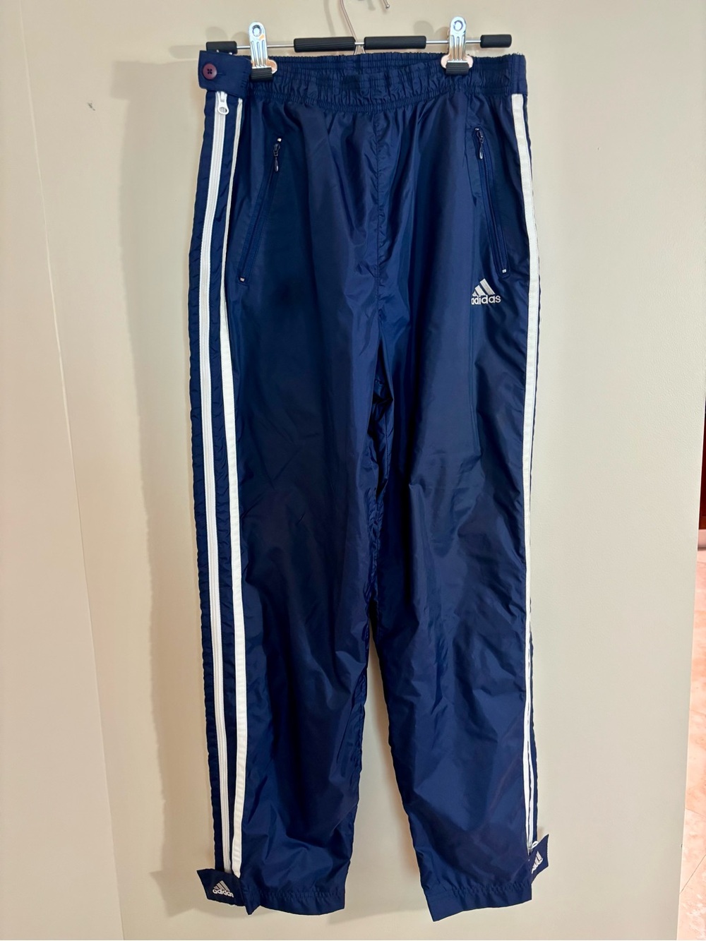 adidas Vintage Y2K/90s Navy Blue Full Zip-off Jogger Stripd Track Pants